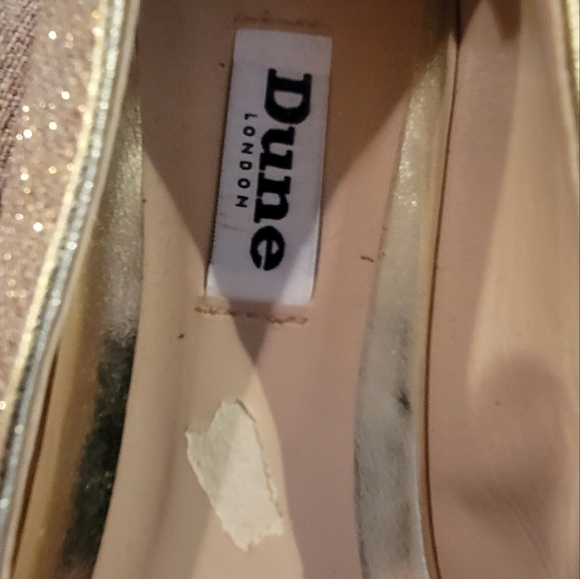 Dune London Women's Meanda Square Toe Flats Gold Size 7 - Picture 6 of 9